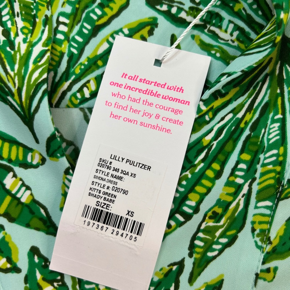 Lilly Pulitzer Simona maxi Dress Palm Leaf Green XS Resort Preppy Tropical nwt - Picture 8 of 8